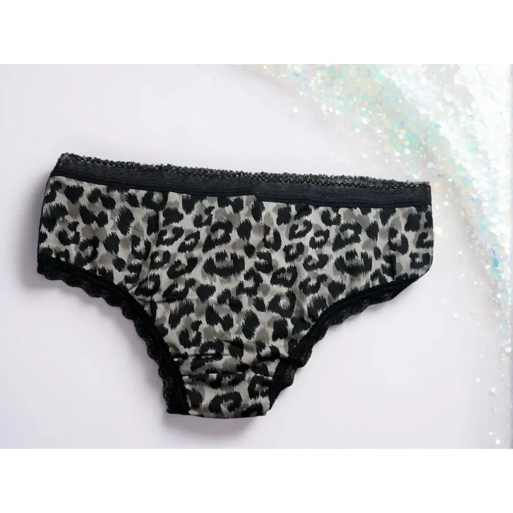 New Bikini Brief Lace Accent Animal Big Cat Small Panties Underwear NWOT